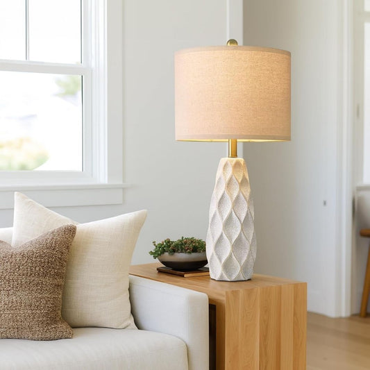 Charlotte – Elegante Keramik-Tischlampe mit strukturiertem Fuß