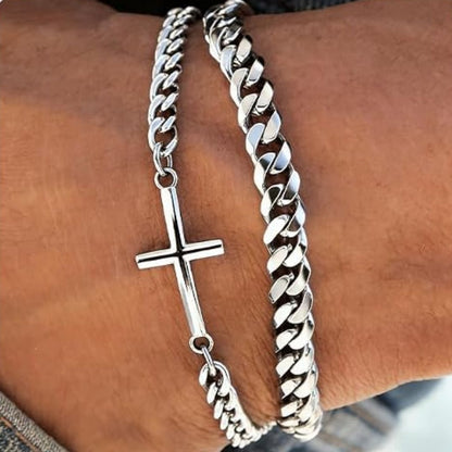 Jonas – Elegantes Panzerketten-Armband mit Kreuz-Anhänger