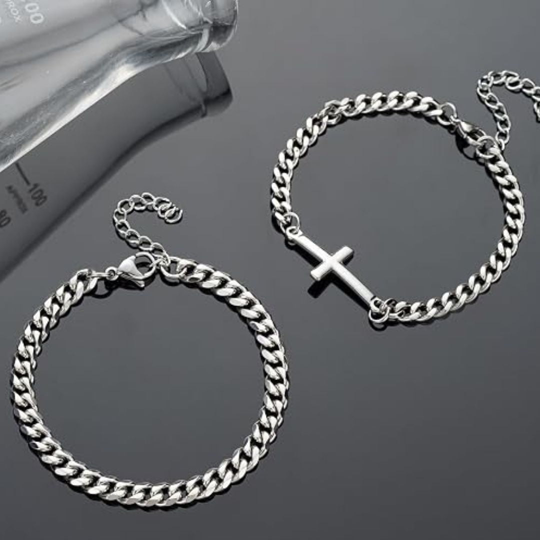 Jonas – Elegantes Panzerketten-Armband mit Kreuz-Anhänger
