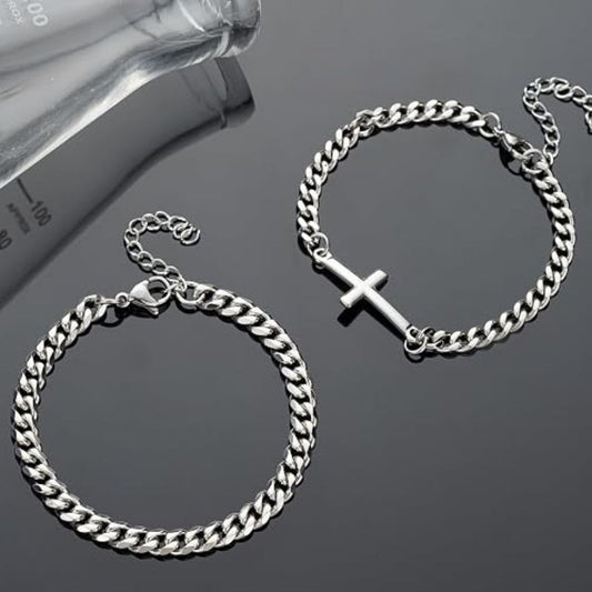 Jonas – Elegantes Panzerketten-Armband mit Kreuz-Anhänger