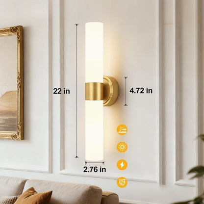 Katrin – Elegante zylindrische LED-Wandleuchte in Messing-Optik